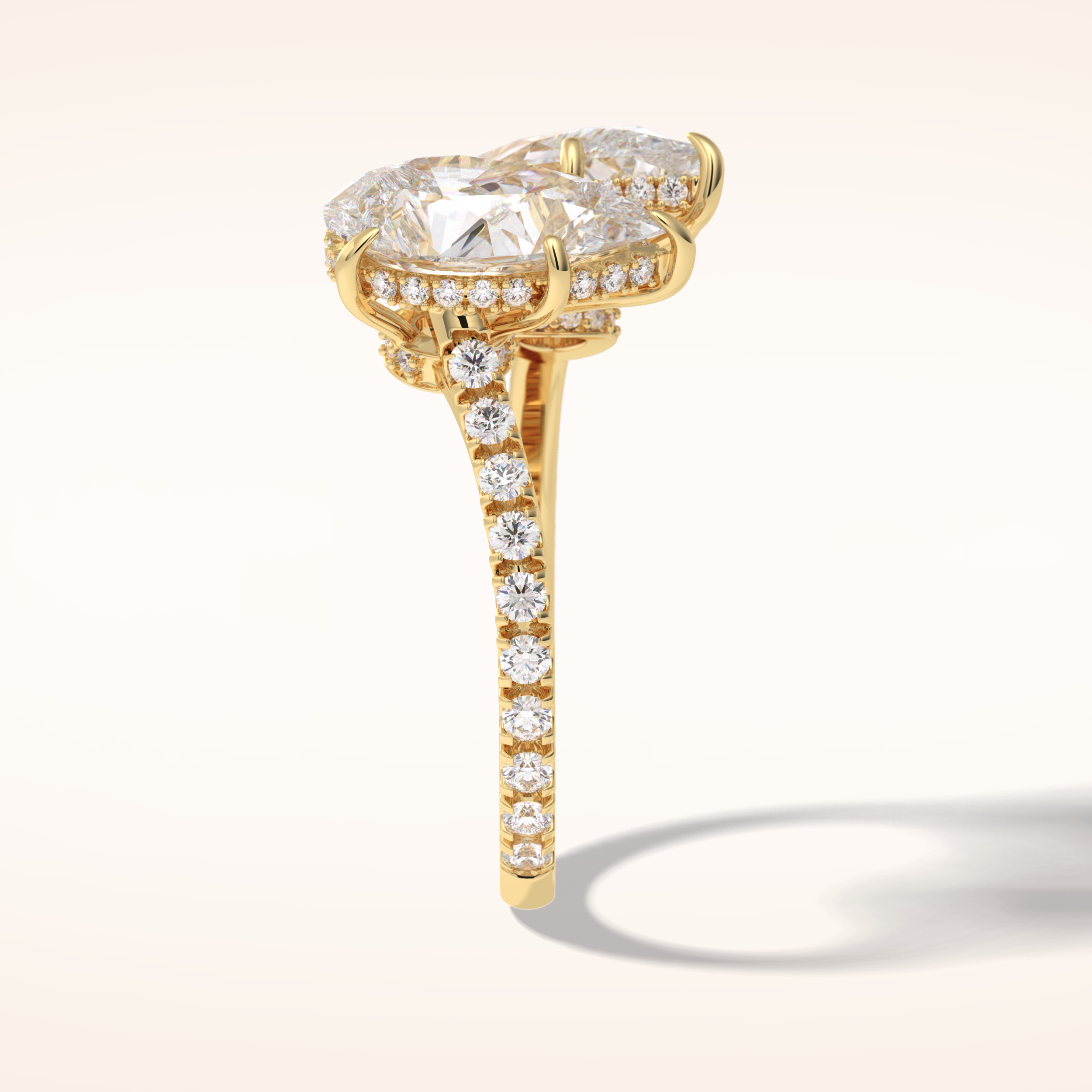 4 CT Pear Shaped Pave Moissanite Engagement Ring