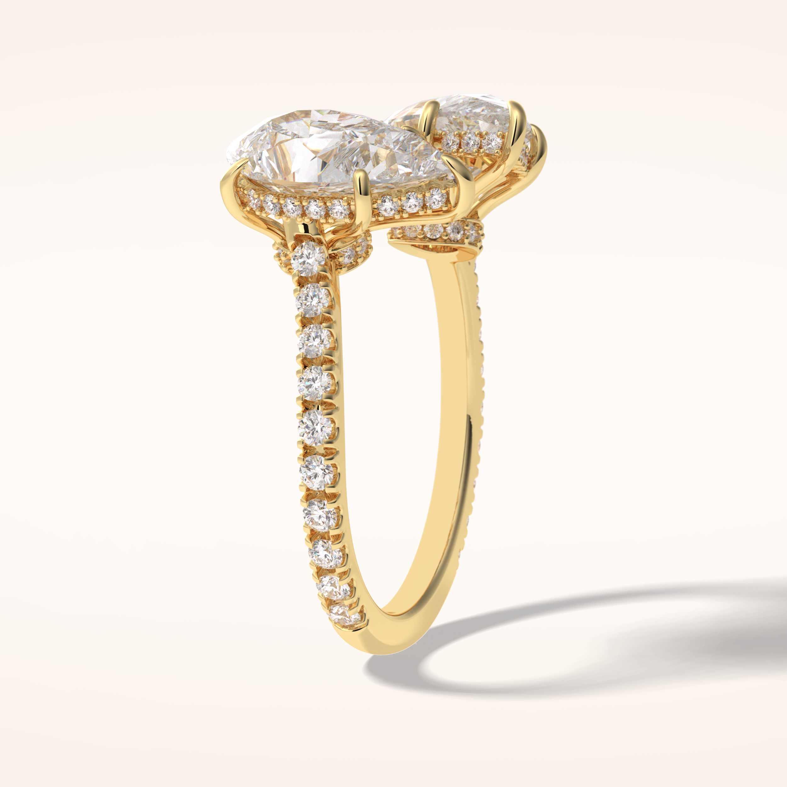 4 CT Pear Shaped Pave Moissanite Engagement Ring