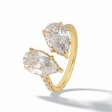 Pear Two Stone & Pave Lab Grown Diamond Engagement Ring