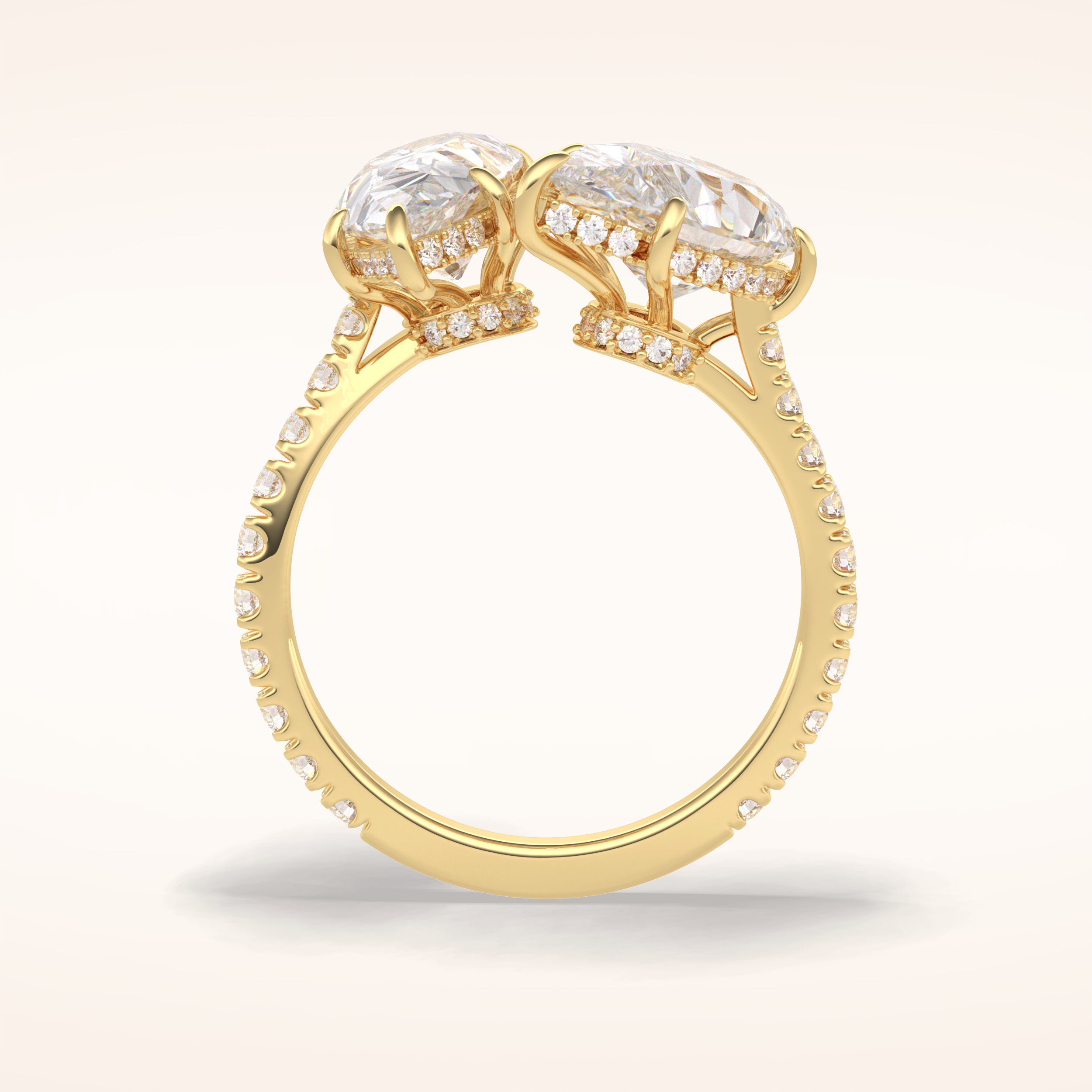 4 CT Pear Shaped Pave Moissanite Engagement Ring