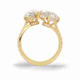 Pear Two Stone & Pave Lab Grown Diamond Engagement Ring
