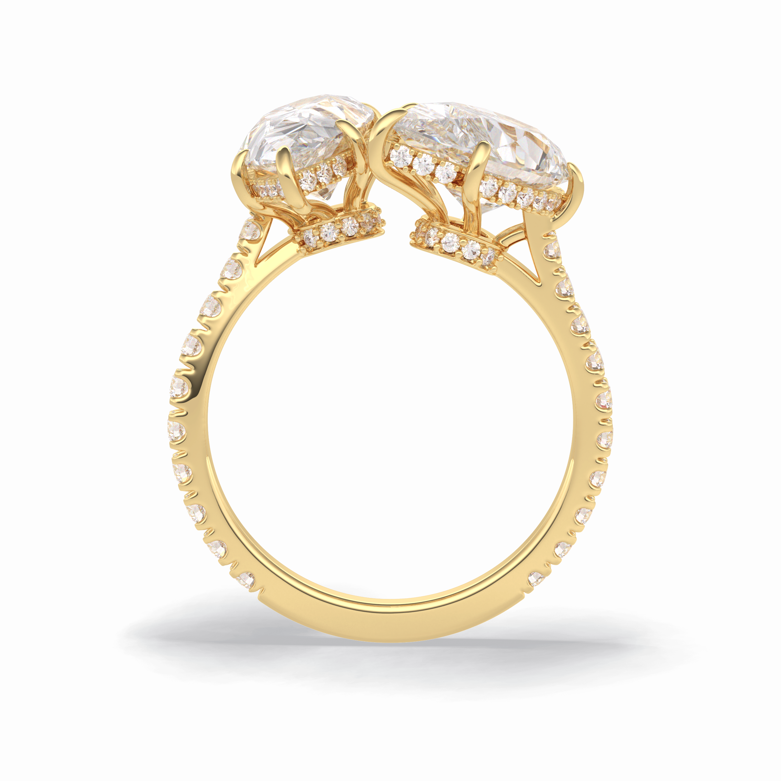 Pear Two Stone & Pave Lab Grown Diamond Engagement Ring