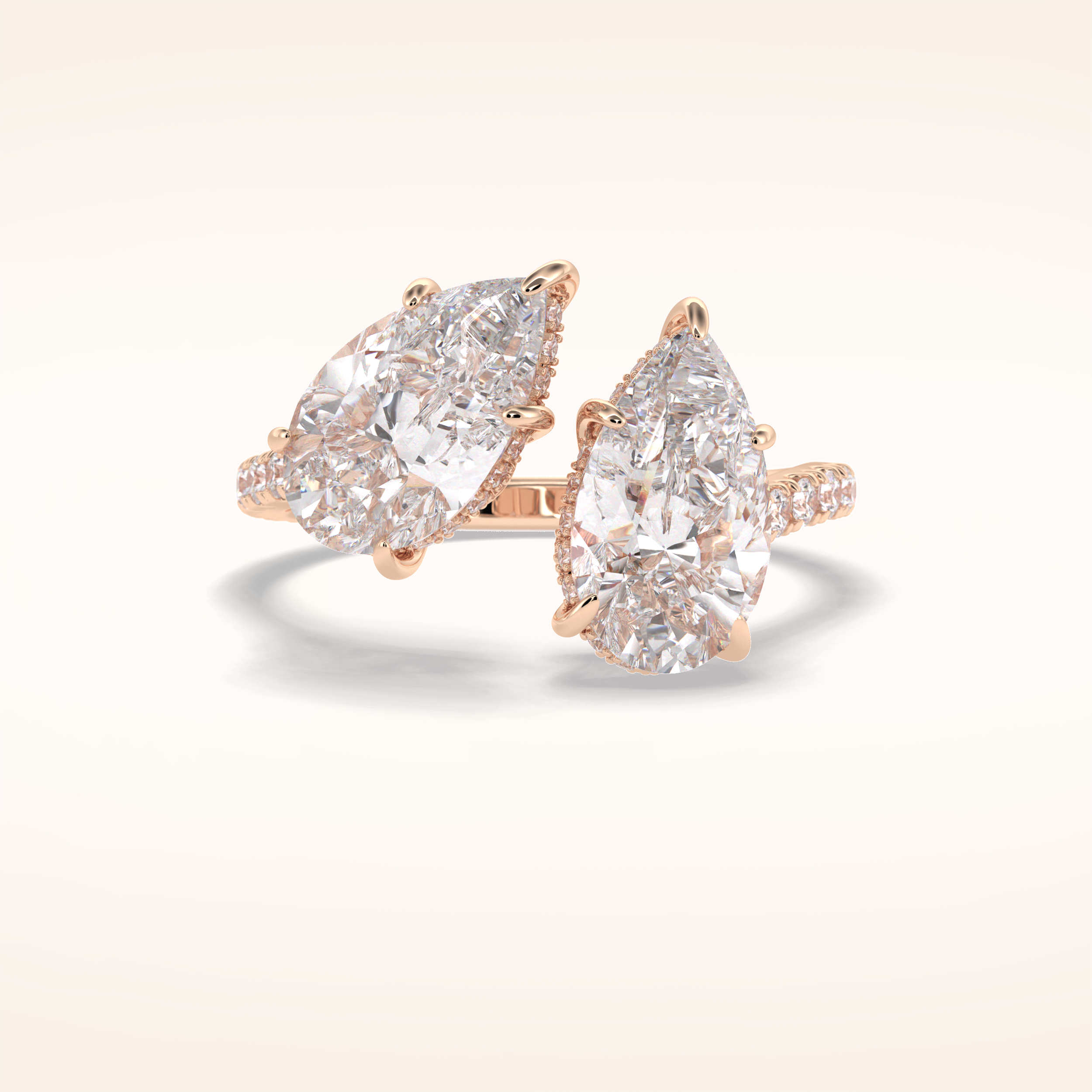 4 CT Pear Shaped Pave Moissanite Engagement Ring