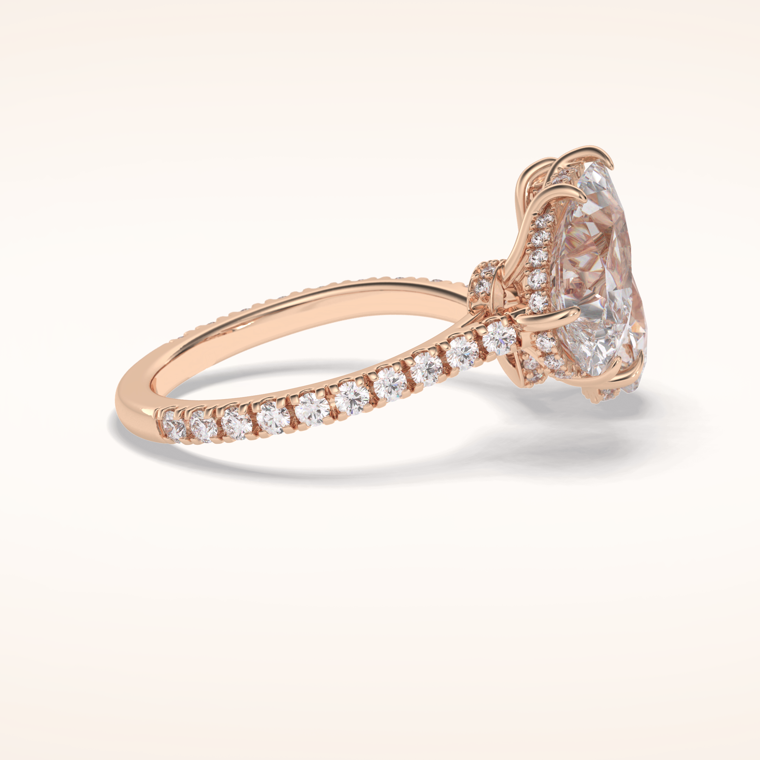 4 CT Pear Shaped Pave Moissanite Engagement Ring