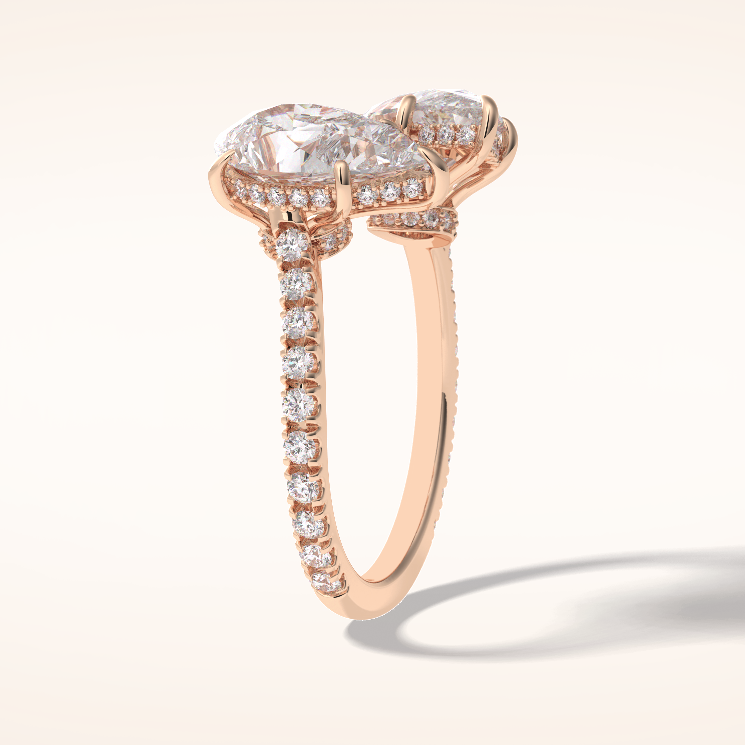 4 CT Pear Shaped Pave Moissanite Engagement Ring