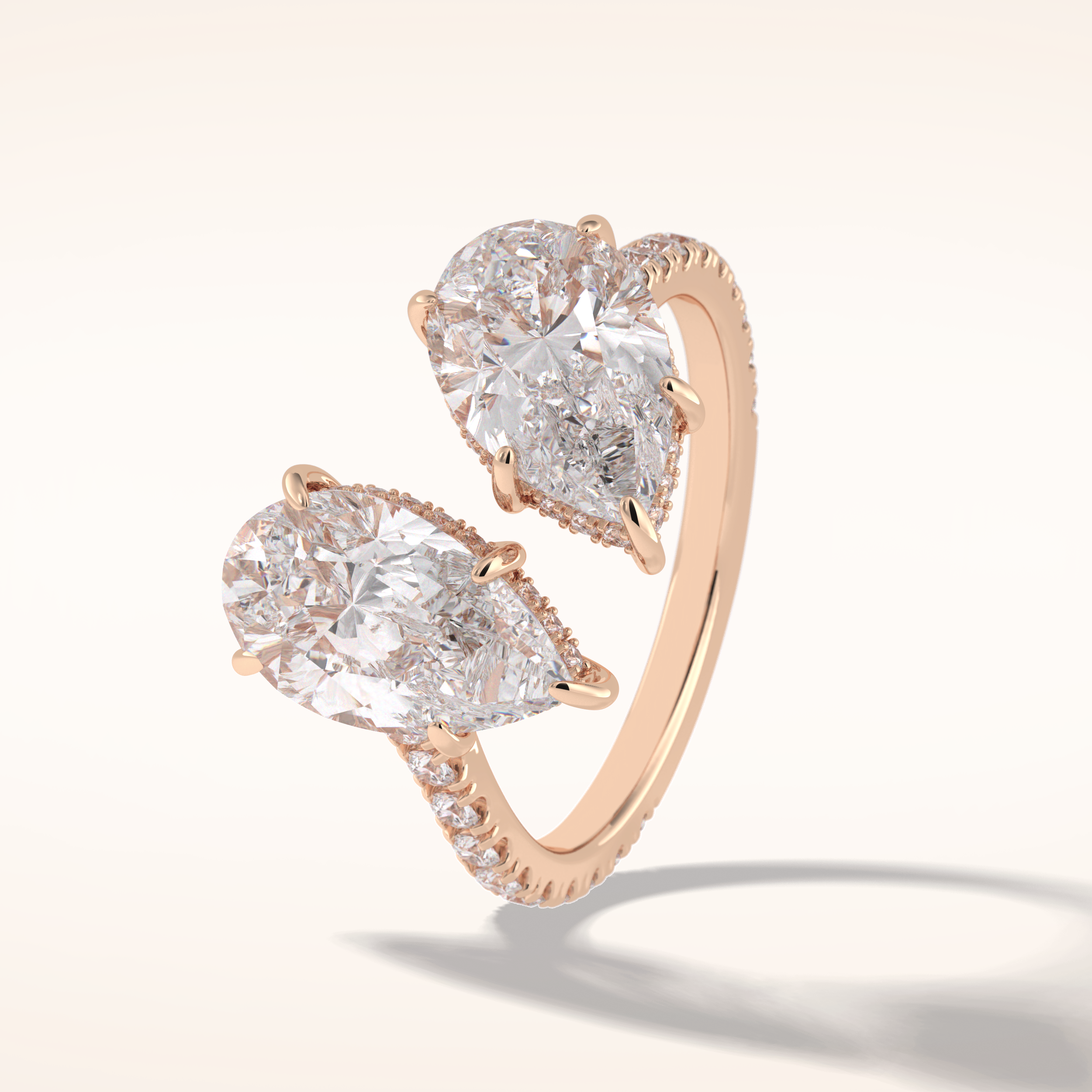 4 CT Pear Shaped Pave Moissanite Engagement Ring