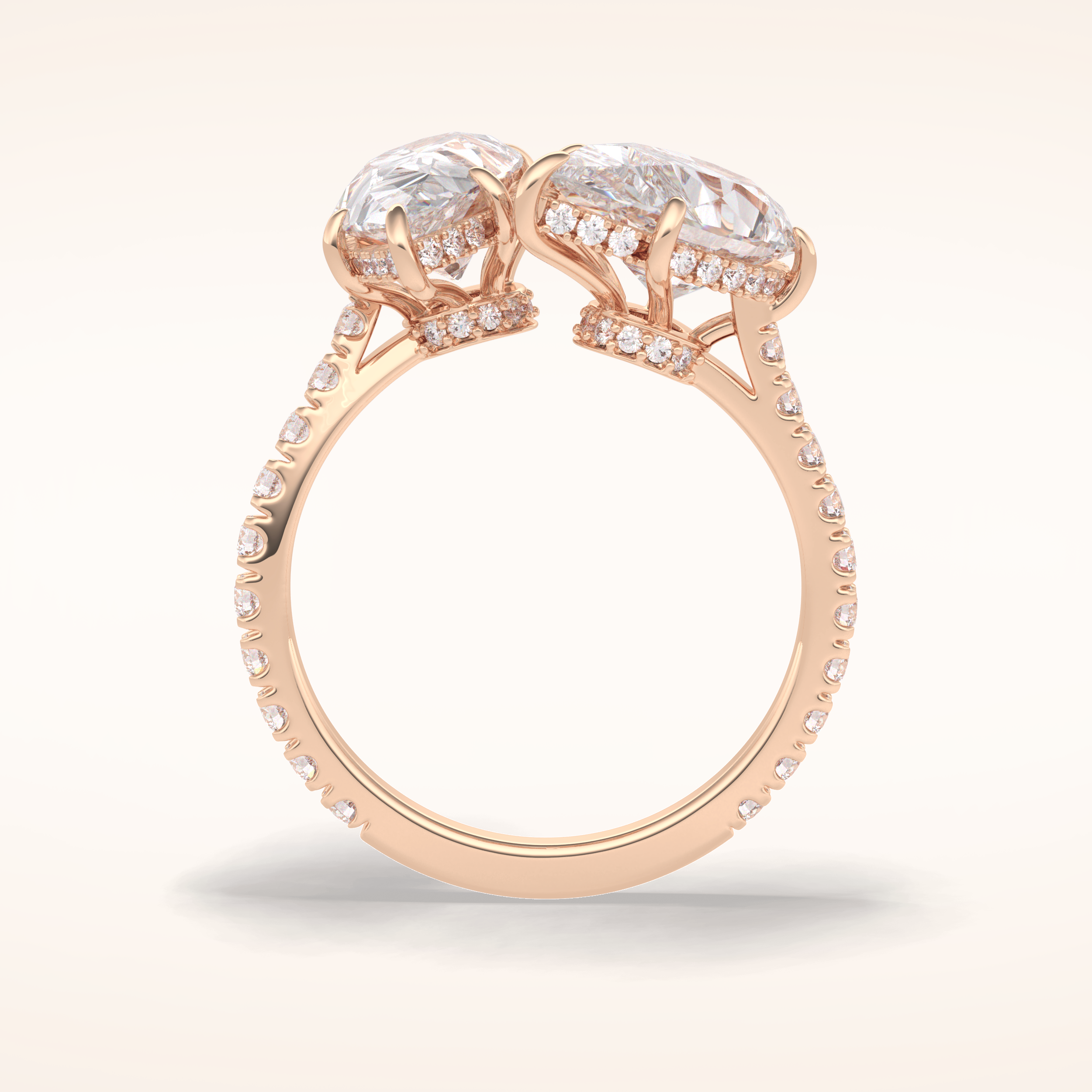 4 CT Pear Shaped Pave Moissanite Engagement Ring