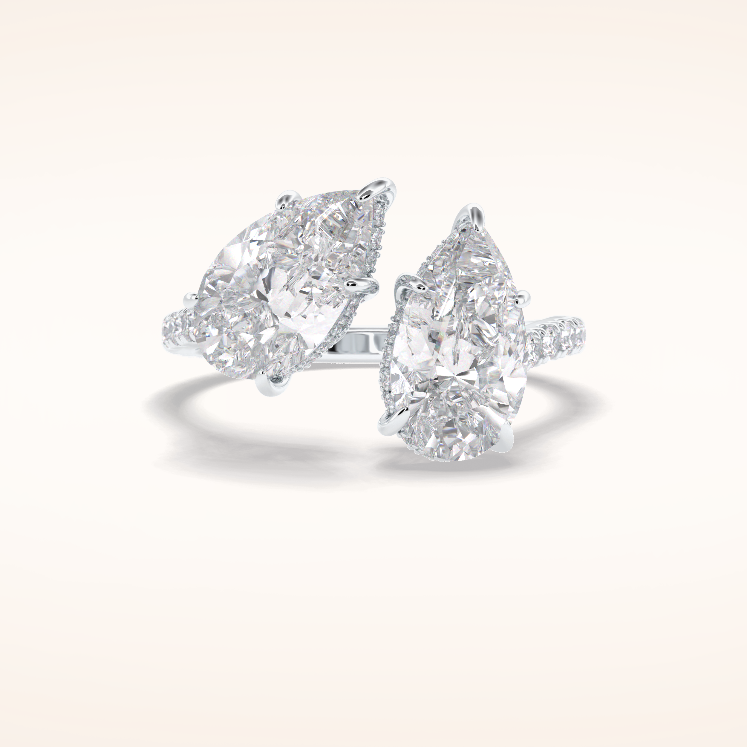4 CT Pear Shaped Pave Moissanite Engagement Ring