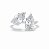 Pear Two Stone & Pave Lab Grown Diamond Engagement Ring
