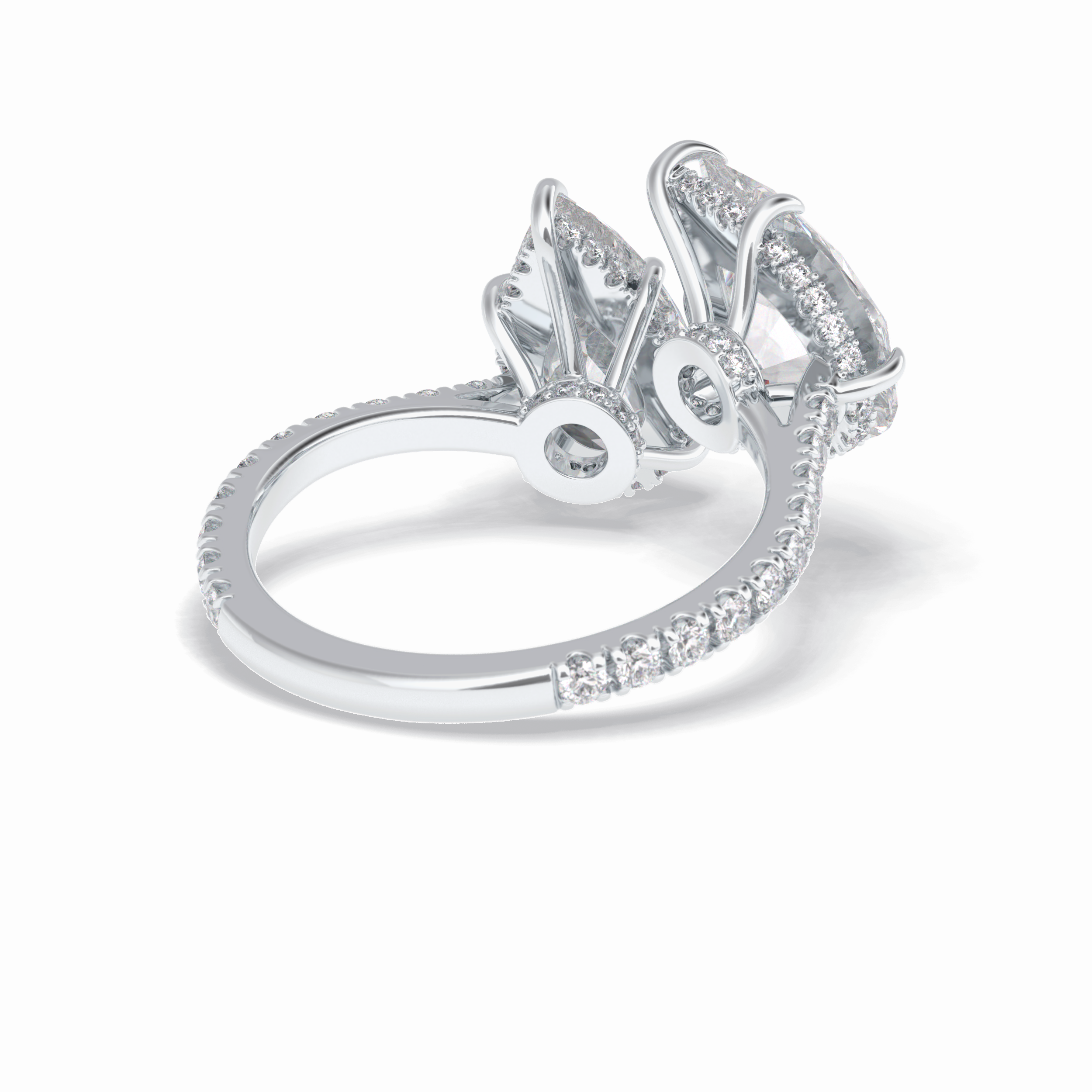 Pear Two Stone & Pave Lab Grown Diamond Engagement Ring