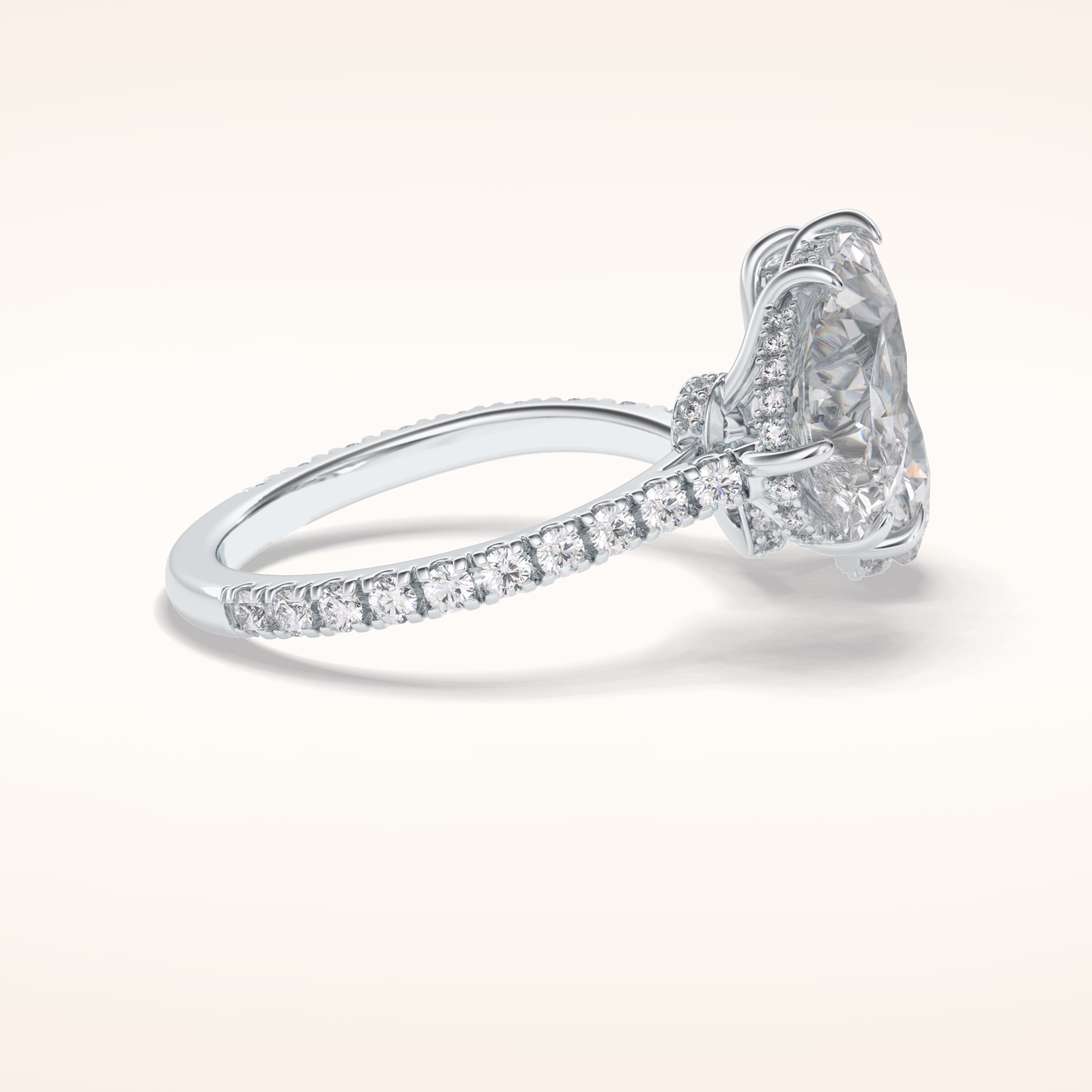 4 CT Pear Shaped Pave Moissanite Engagement Ring