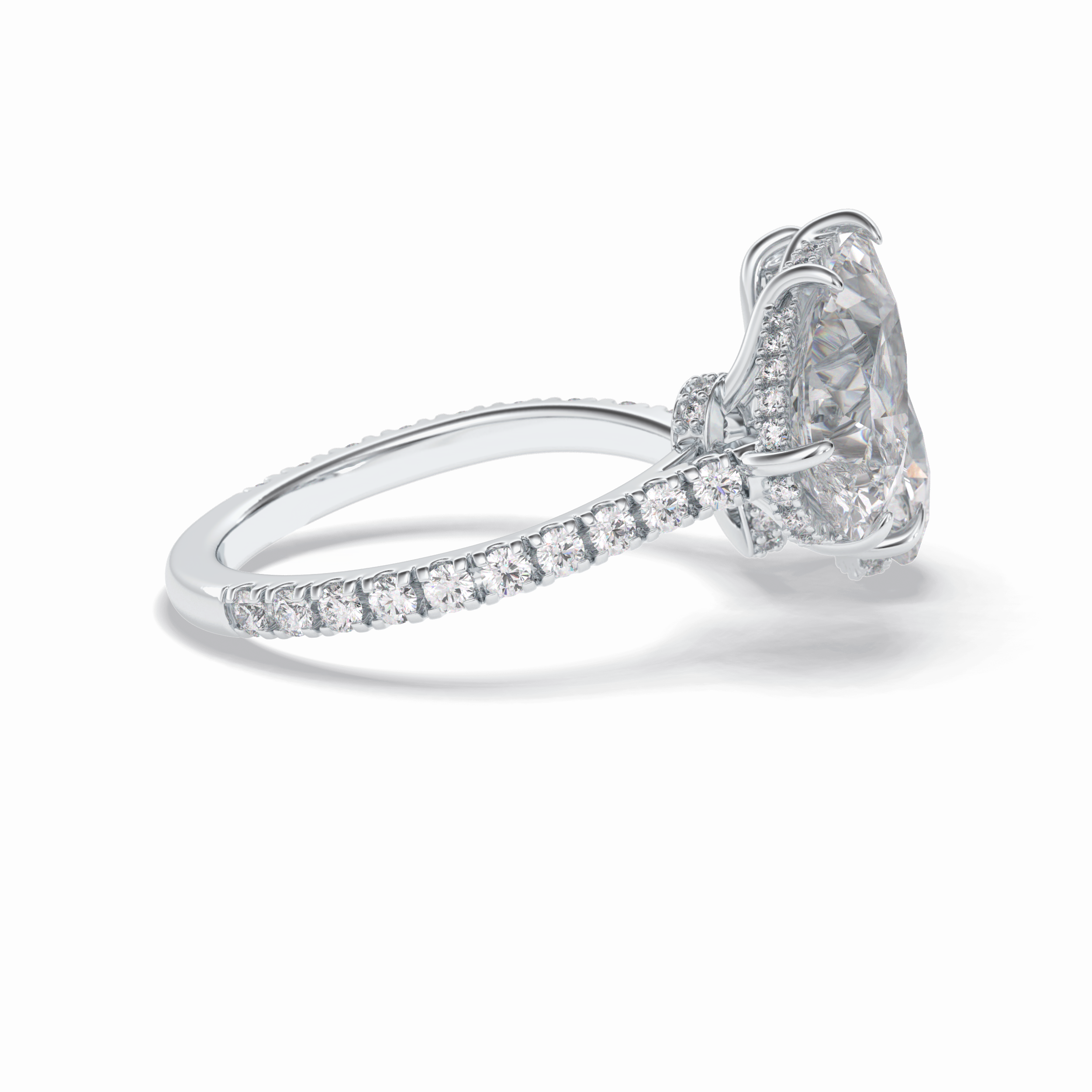 Pear Two Stone & Pave Lab Grown Diamond Engagement Ring