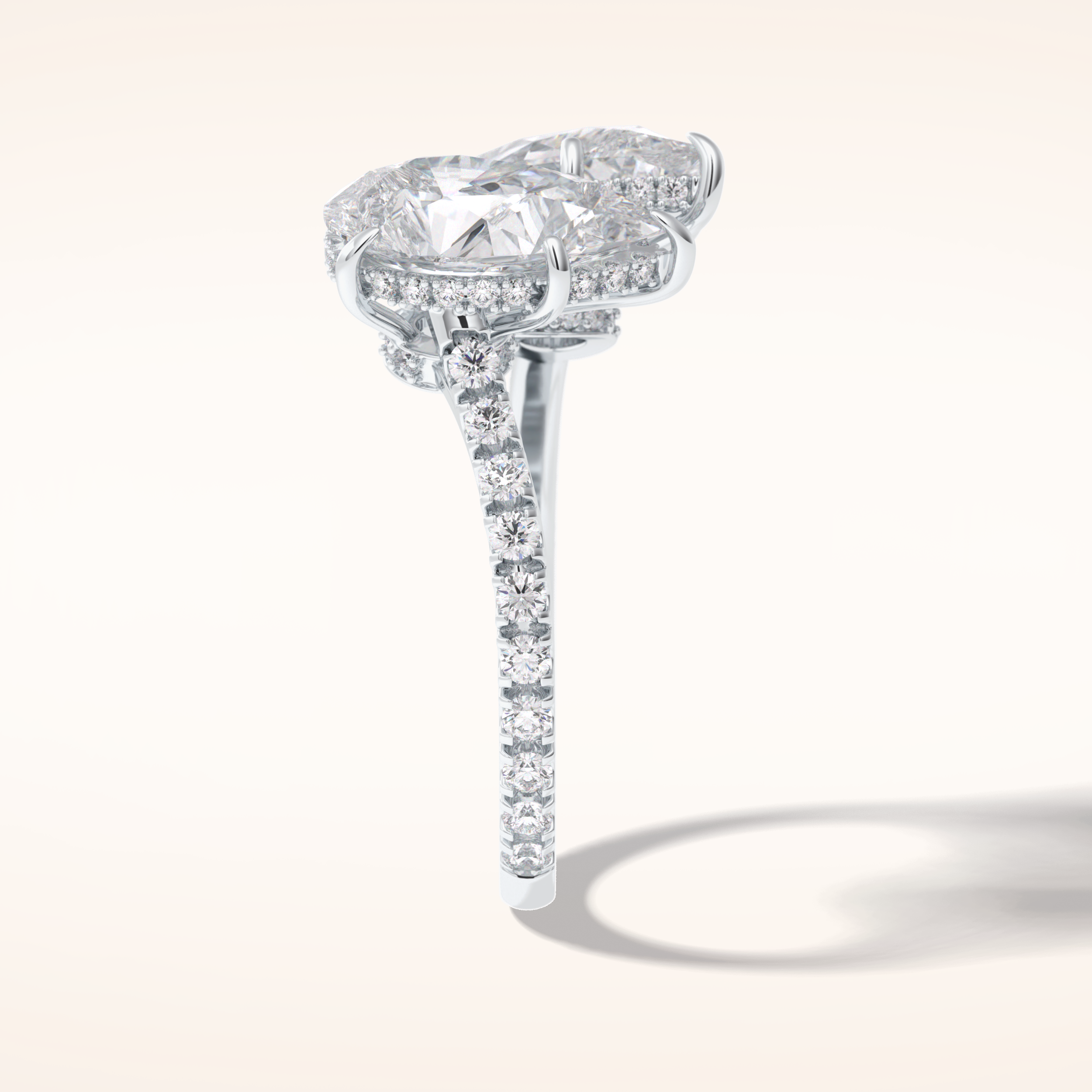 4 CT Pear Shaped Pave Moissanite Engagement Ring