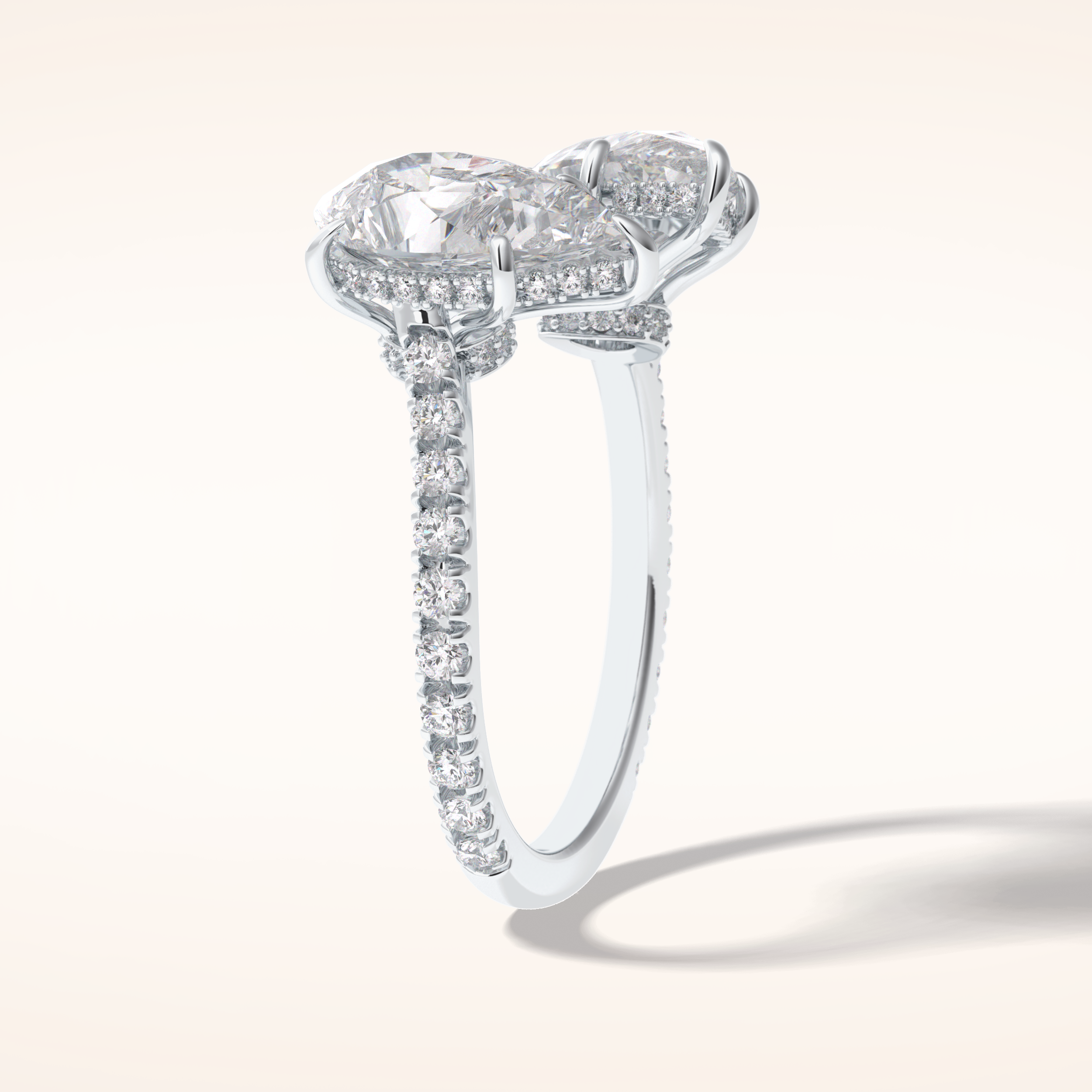 4 CT Pear Shaped Pave Moissanite Engagement Ring