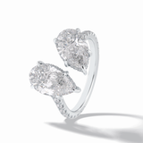 Pear Two Stone & Pave Lab Grown Diamond Engagement Ring