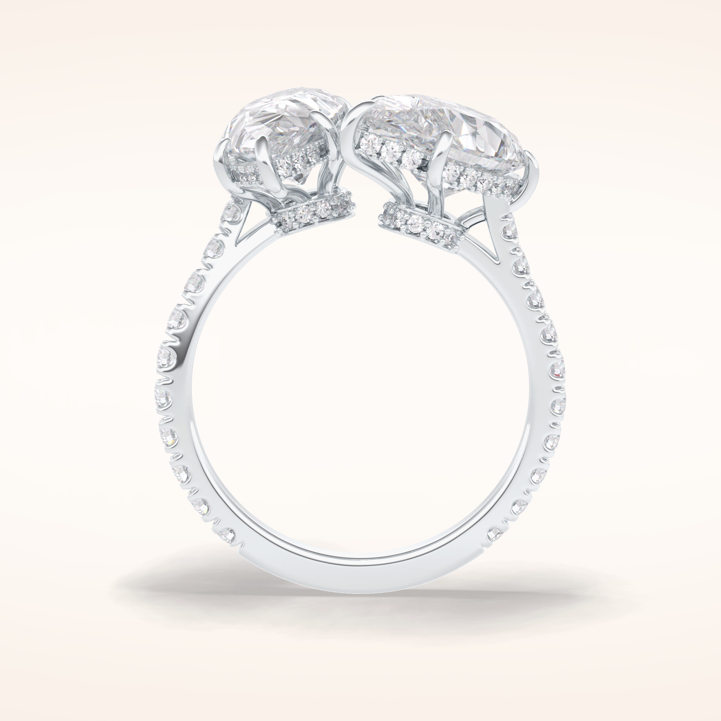 4 CT Pear Shaped Pave Moissanite Engagement Ring