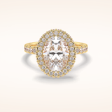 0.54 CT Oval Shaped Halo & Pave Moissanite Engagement Ring