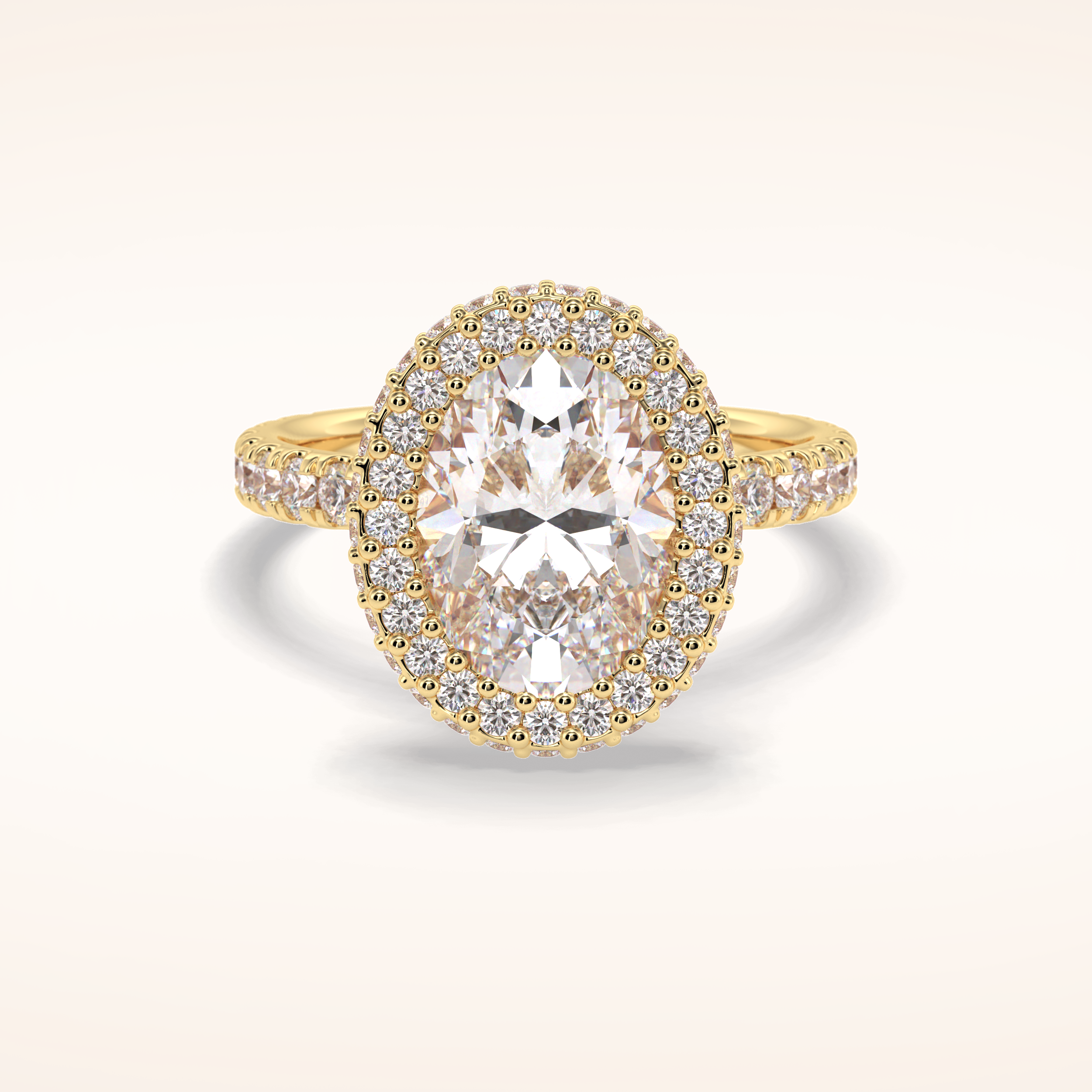 0.54 CT Oval Shaped Halo & Pave Moissanite Engagement Ring