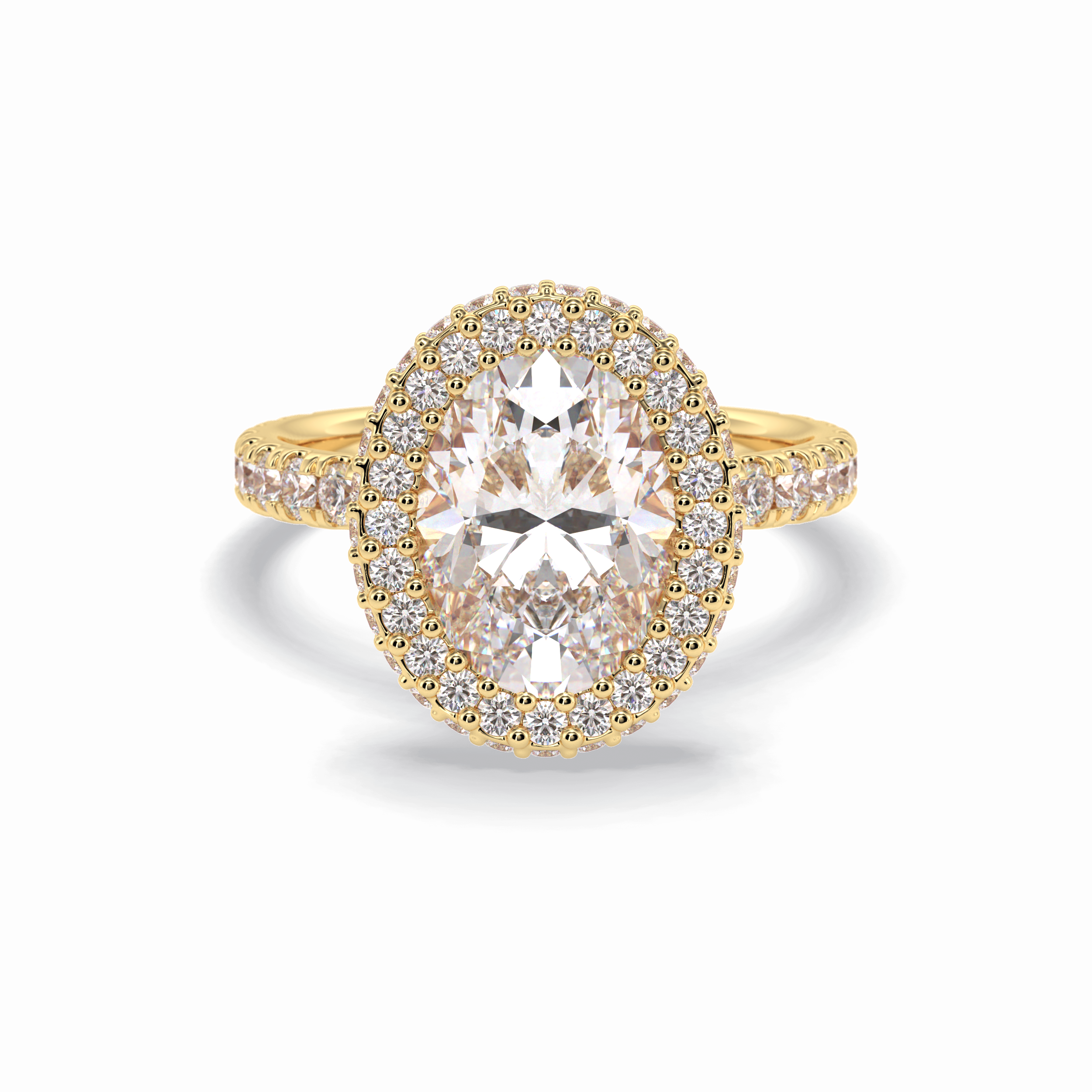 Oval Halo & Pave Lab Grown Diamond Engagement Ring