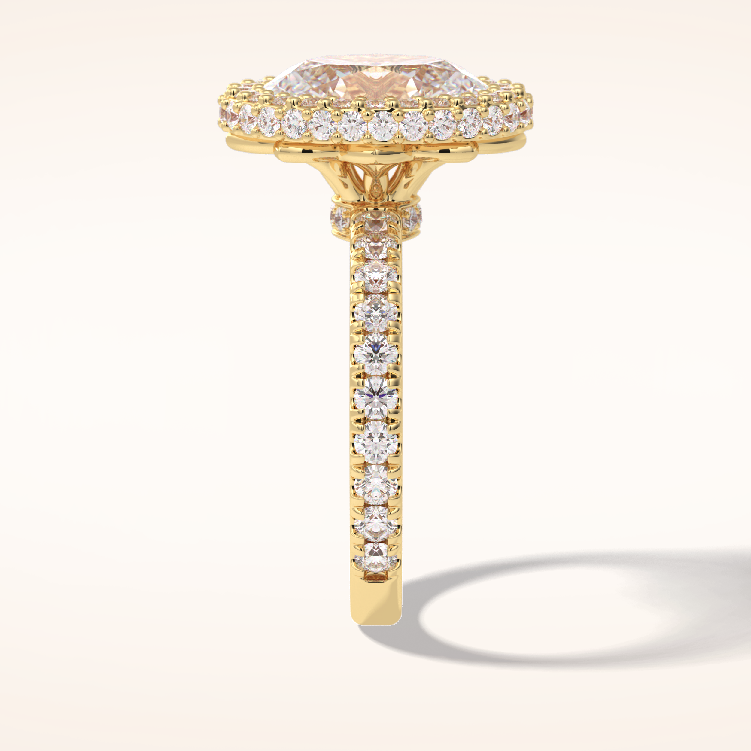 0.54 CT Oval Shaped Halo & Pave Moissanite Engagement Ring