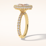 0.54 CT Oval Shaped Halo & Pave Moissanite Engagement Ring