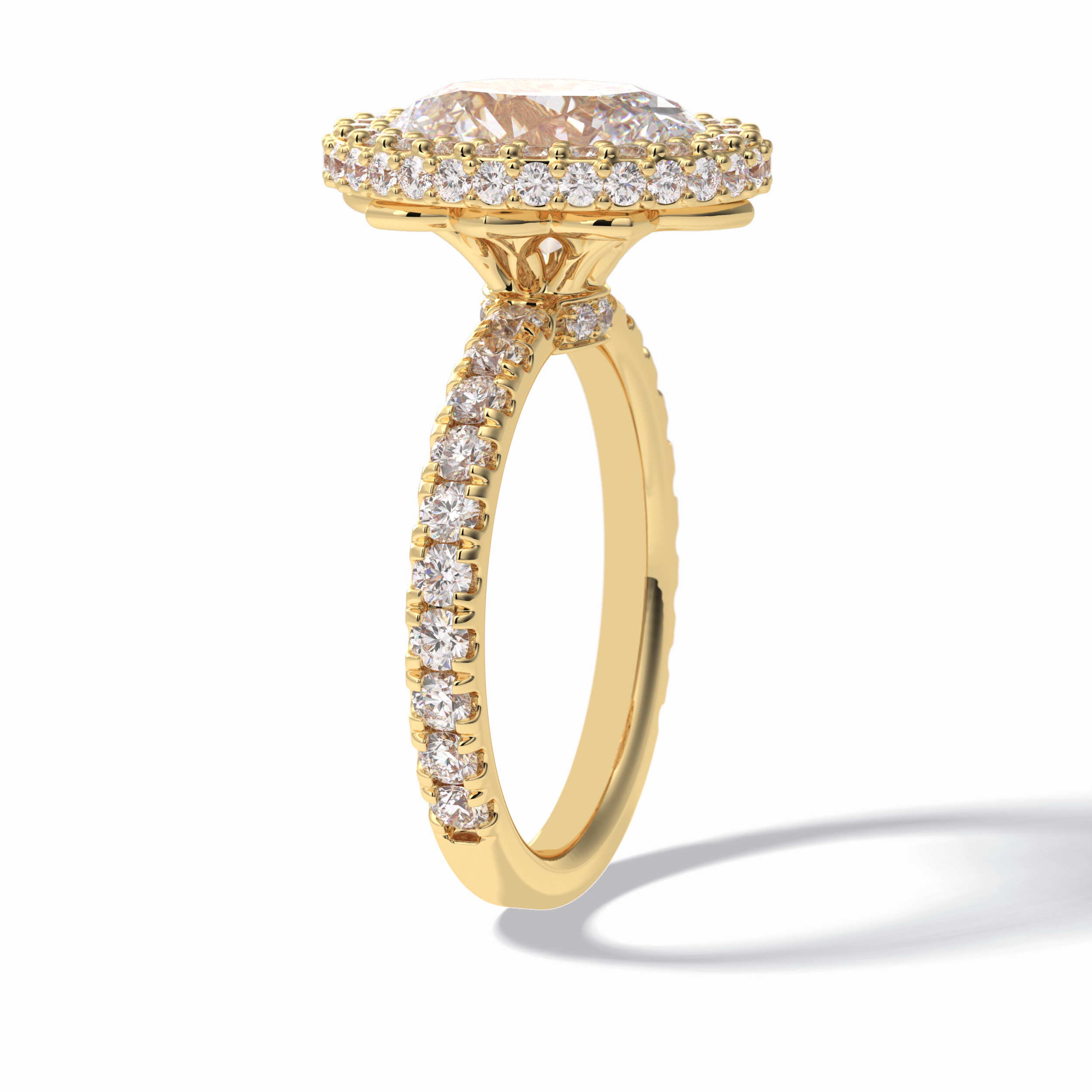 Oval Halo & Pave Lab Grown Diamond Engagement Ring