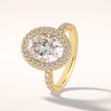 0.54 CT Oval Shaped Halo & Pave Moissanite Engagement Ring