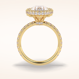 0.54 CT Oval Shaped Halo & Pave Moissanite Engagement Ring