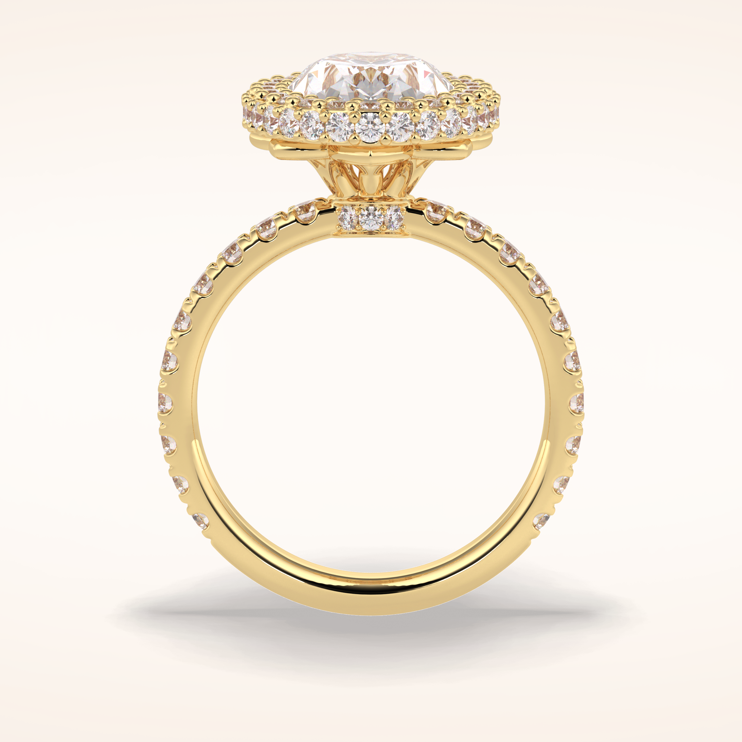 0.54 CT Oval Shaped Halo & Pave Moissanite Engagement Ring