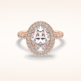 0.54 CT Oval Shaped Halo & Pave Moissanite Engagement Ring