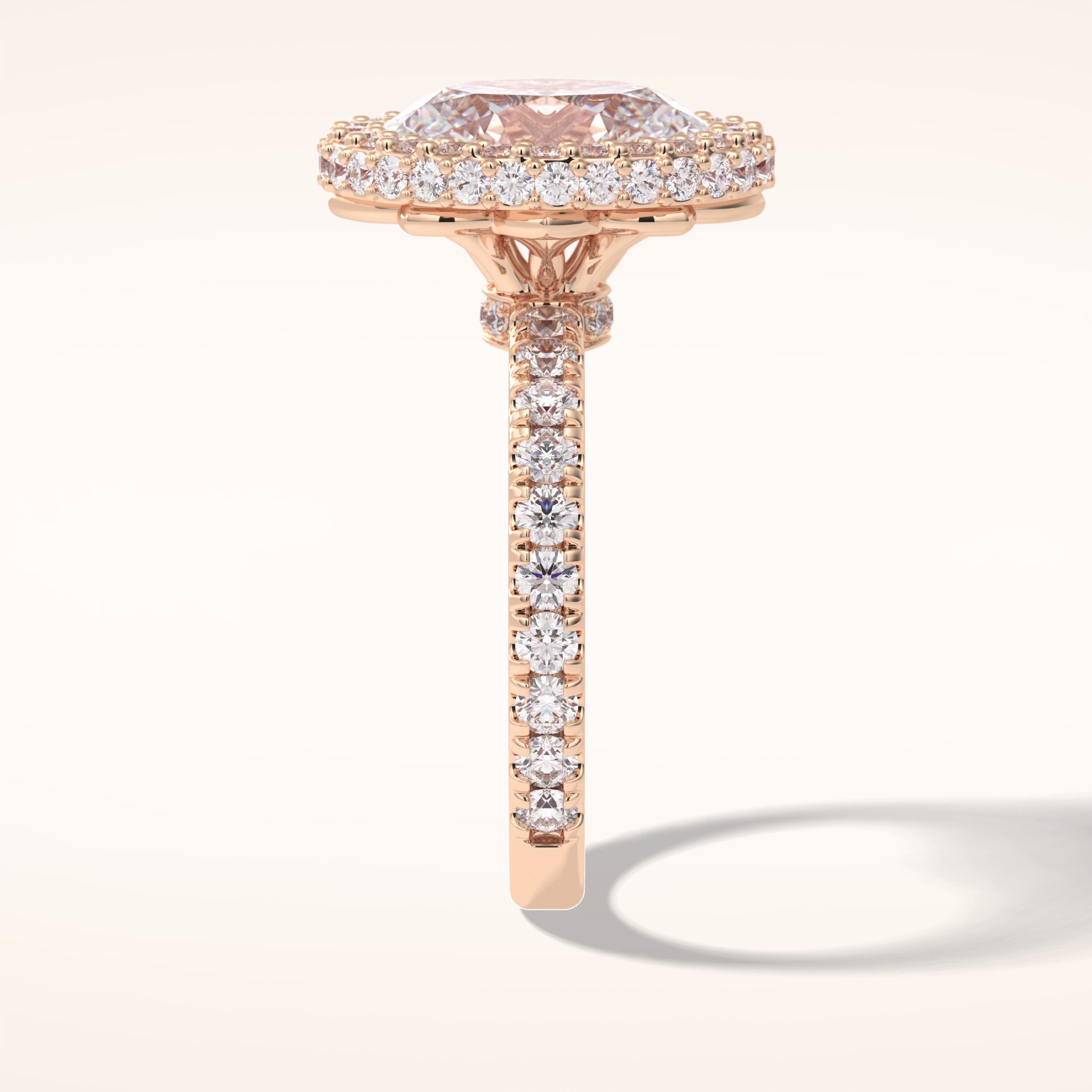 0.54 CT Oval Shaped Halo & Pave Moissanite Engagement Ring