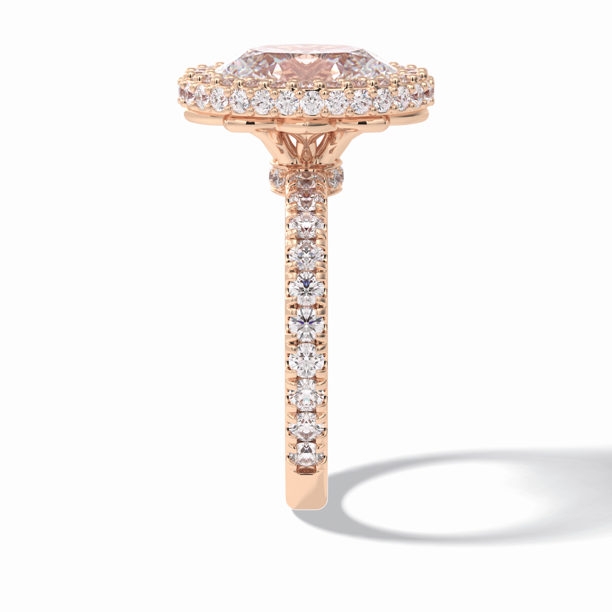 Oval Halo & Pave Lab Grown Diamond Engagement Ring