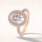 0.54 CT Oval Shaped Halo & Pave Moissanite Engagement Ring