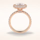 0.54 CT Oval Shaped Halo & Pave Moissanite Engagement Ring