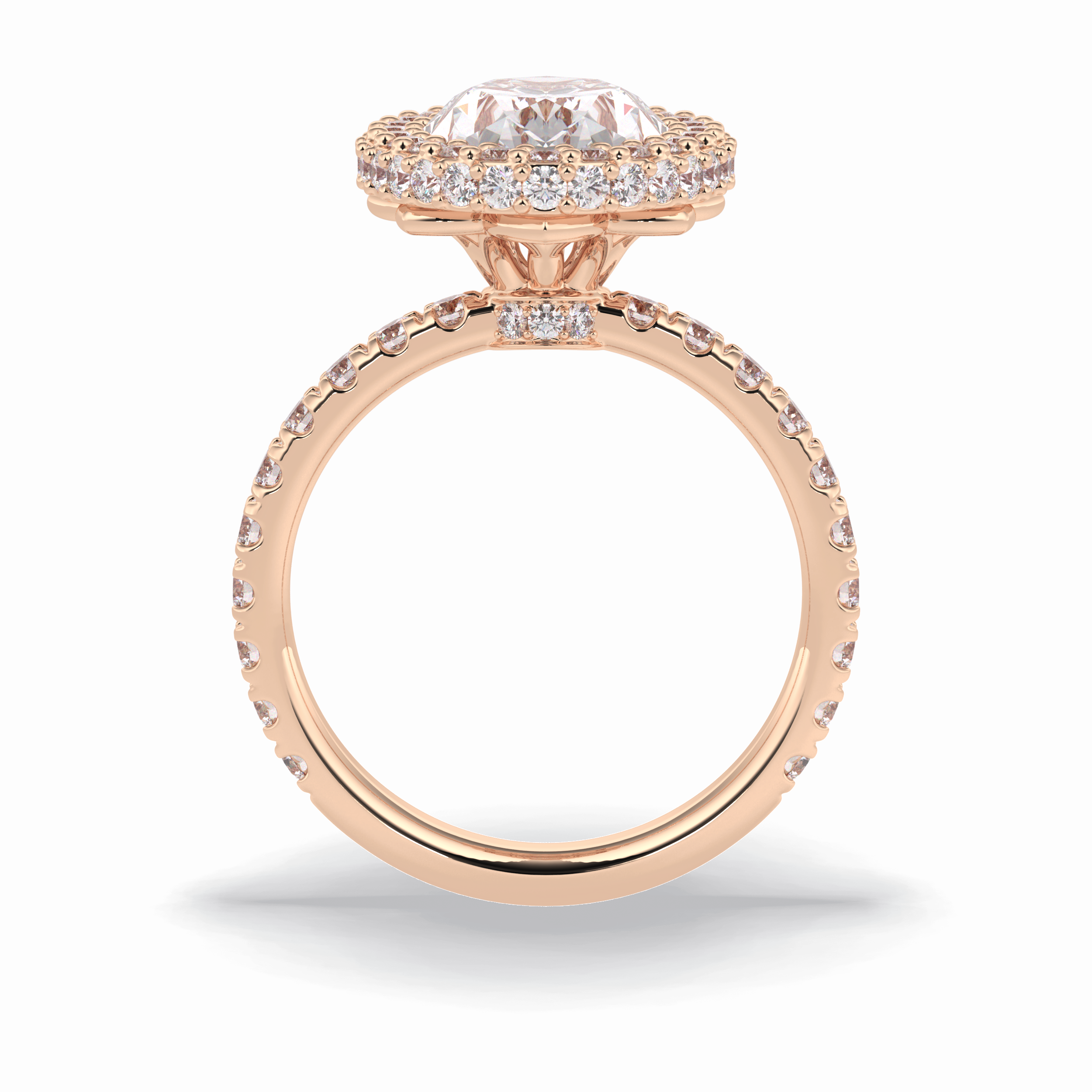 Oval Halo & Pave Lab Grown Diamond Engagement Ring