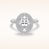 0.54 CT Oval Shaped Halo & Pave Moissanite Engagement Ring