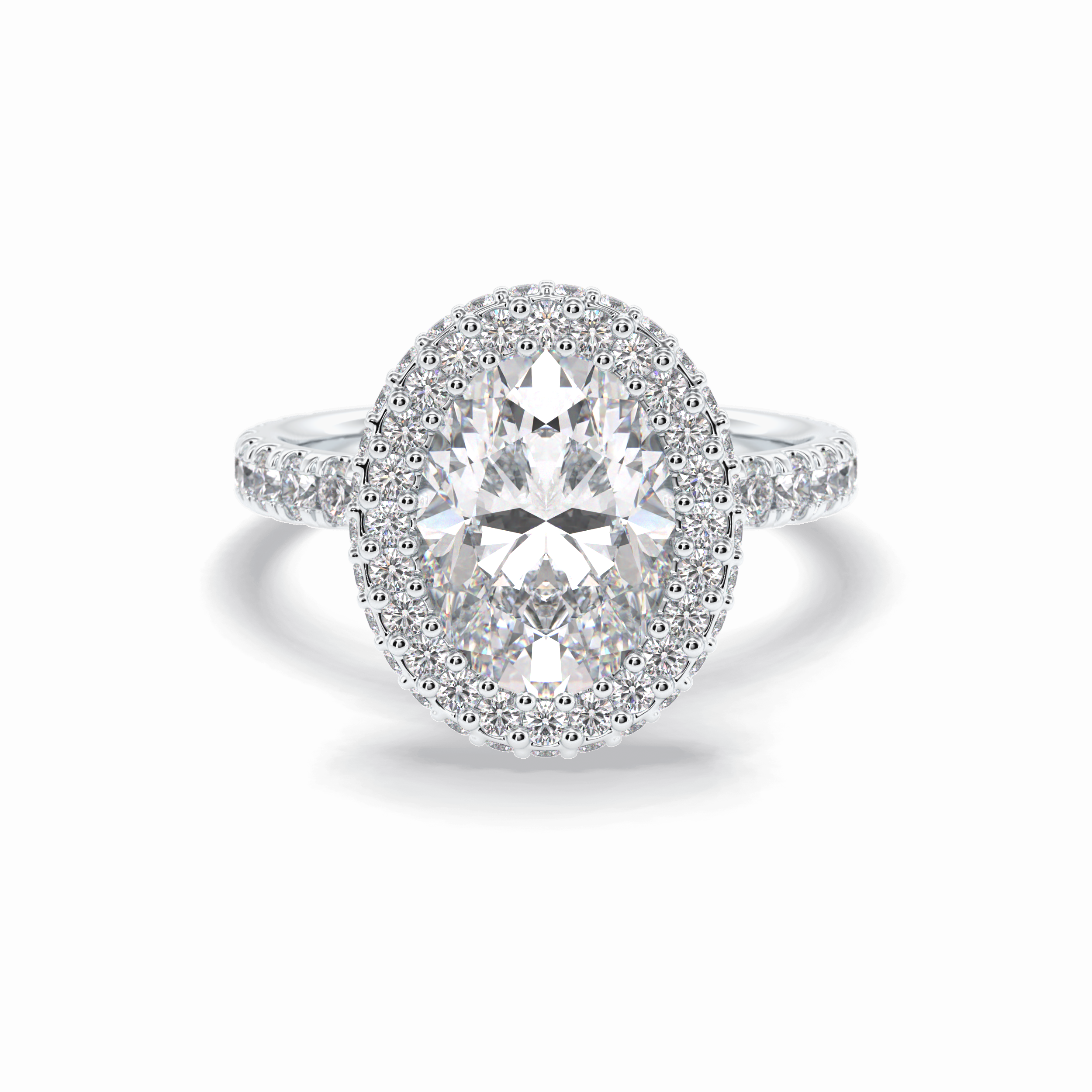 Oval Halo & Pave Lab Grown Diamond Engagement Ring