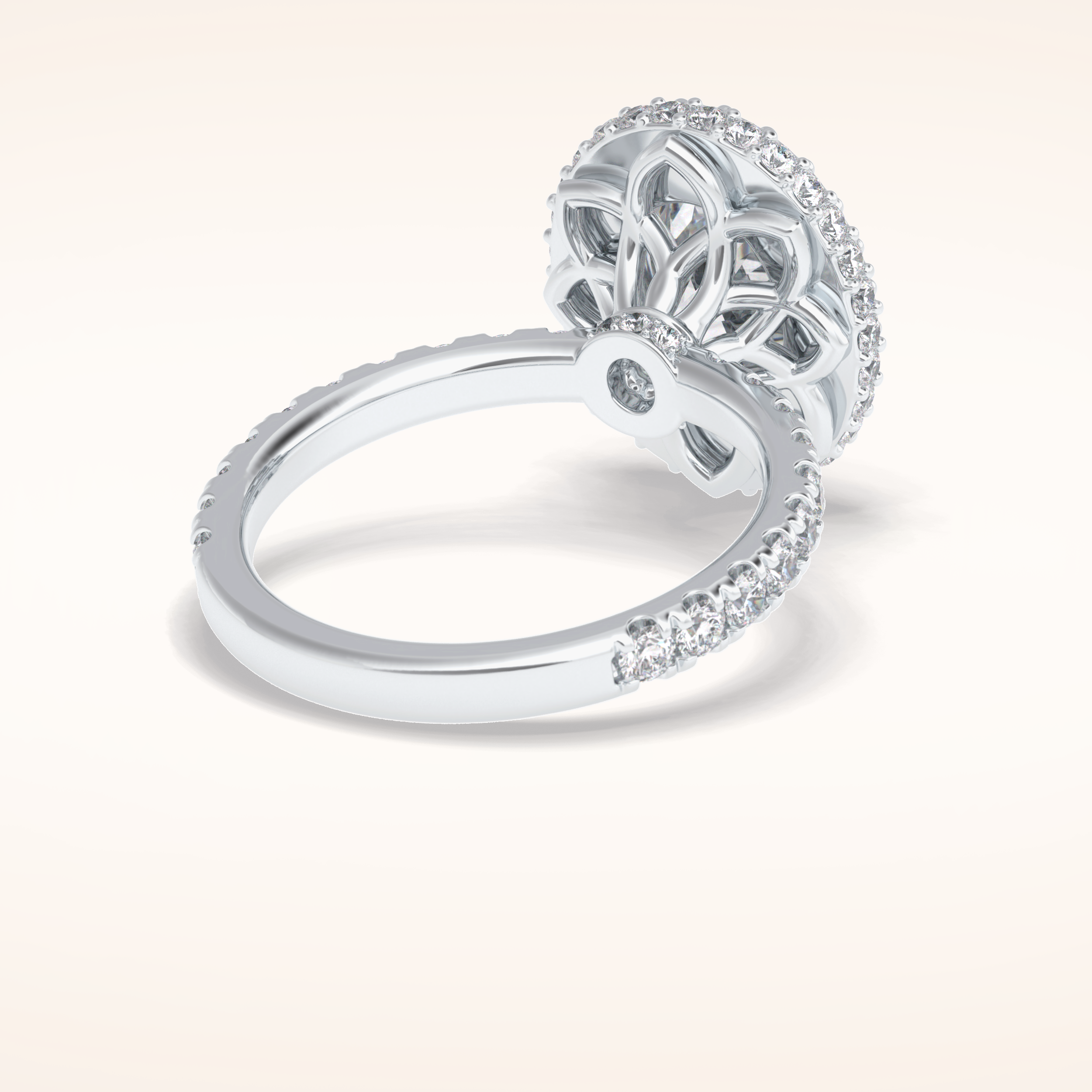 0.54 CT Oval Shaped Halo & Pave Moissanite Engagement Ring