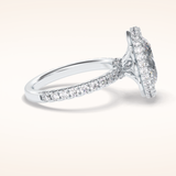 0.54 CT Oval Shaped Halo & Pave Moissanite Engagement Ring