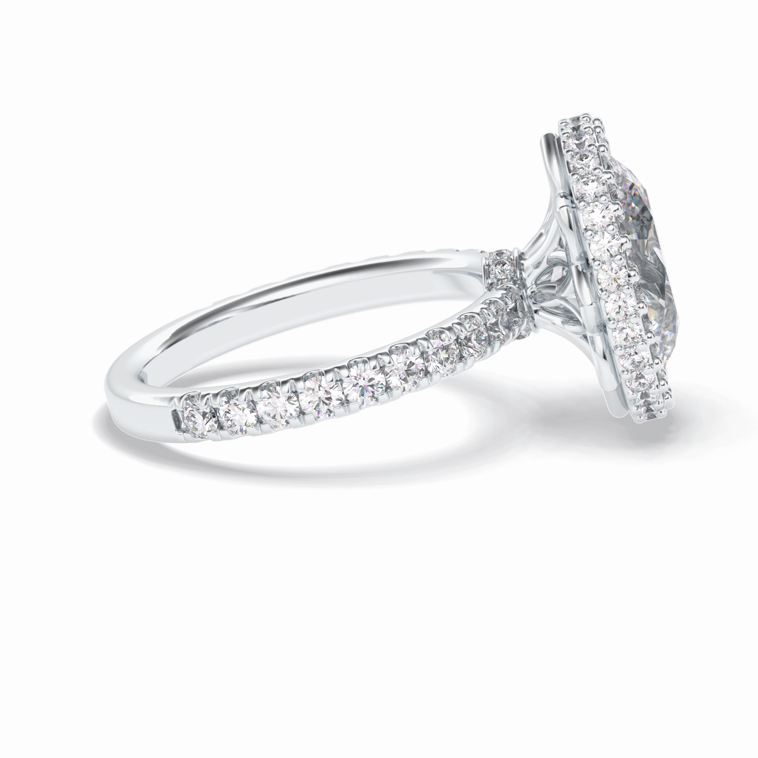 Oval Halo & Pave Lab Grown Diamond Engagement Ring