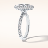 0.54 CT Oval Shaped Halo & Pave Moissanite Engagement Ring