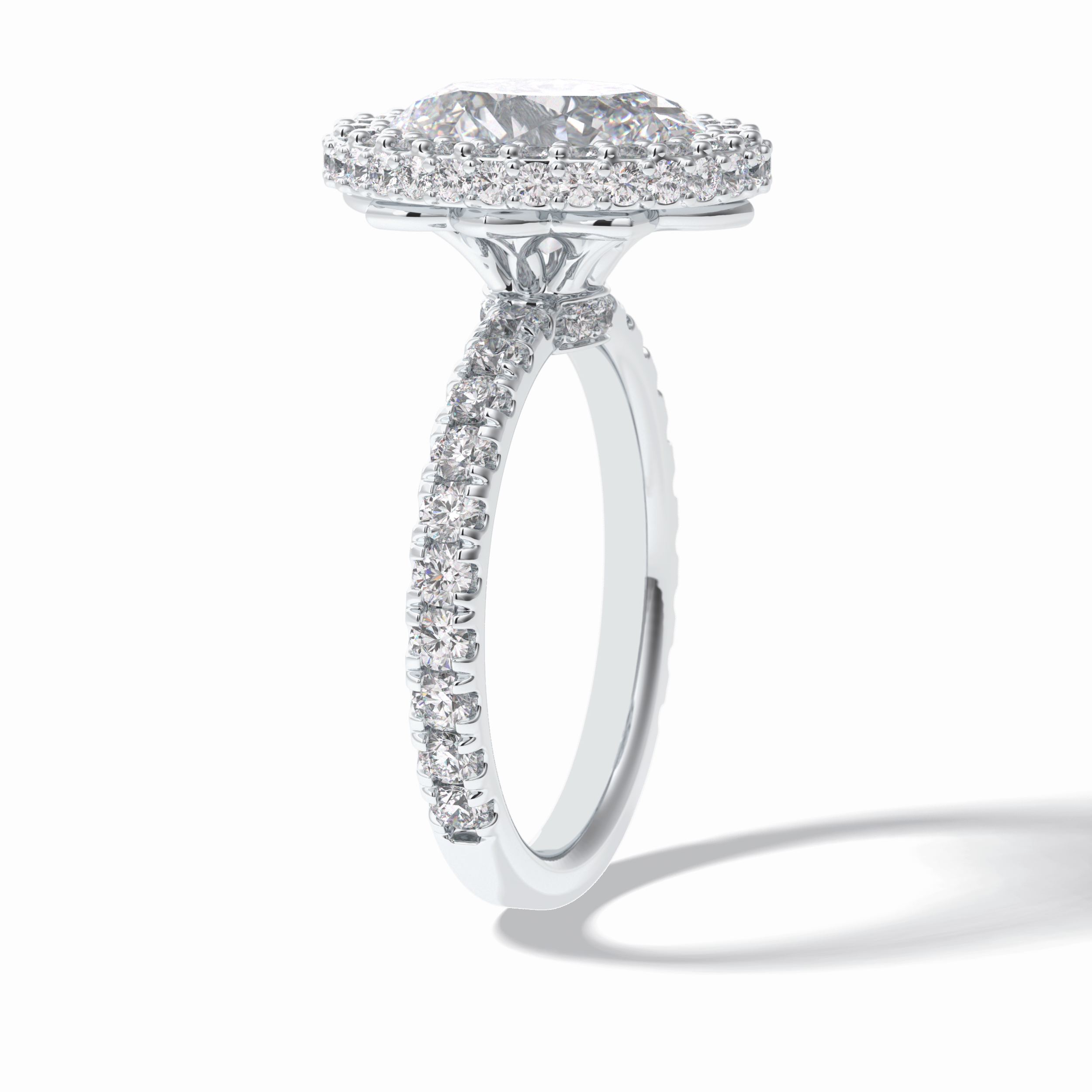 Oval Halo & Pave Lab Grown Diamond Engagement Ring