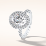 0.54 CT Oval Shaped Halo & Pave Moissanite Engagement Ring