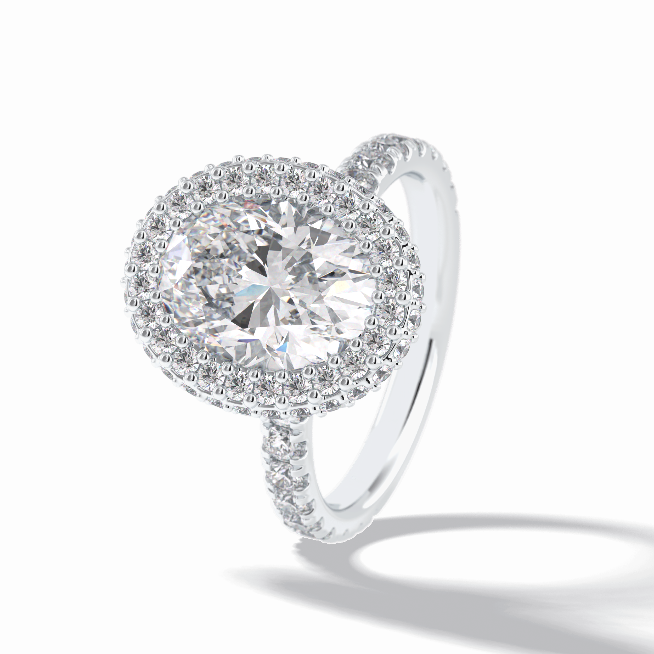 Oval Halo & Pave Lab Grown Diamond Engagement Ring