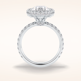 0.54 CT Oval Shaped Halo & Pave Moissanite Engagement Ring