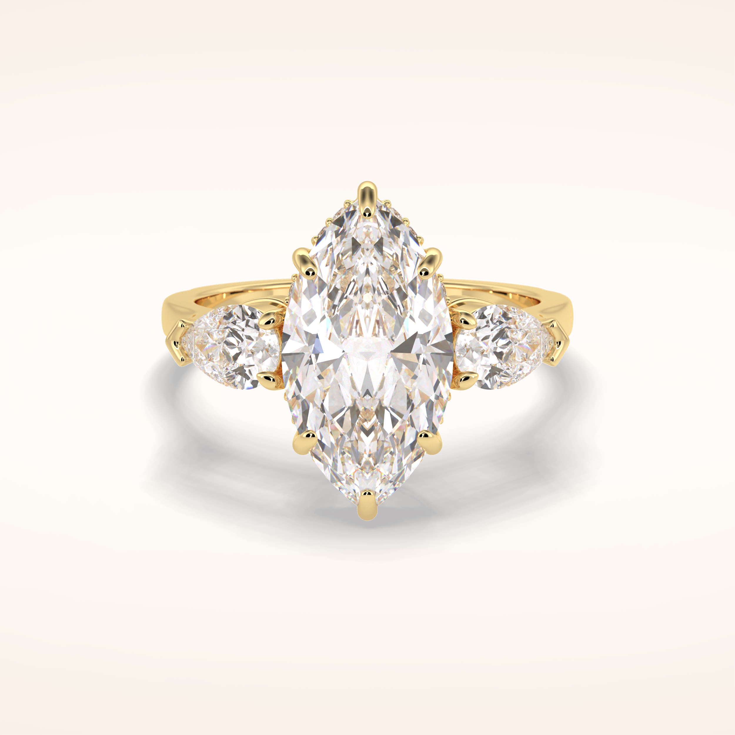 3 CT Marquise Shaped Three Stone Moissanite Engagement Ring