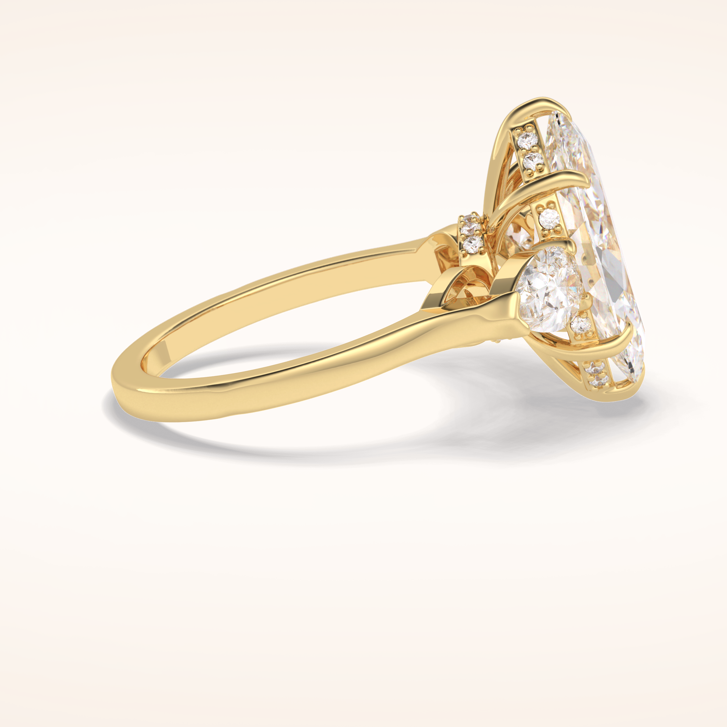 3 CT Marquise Shaped Three Stone Moissanite Engagement Ring