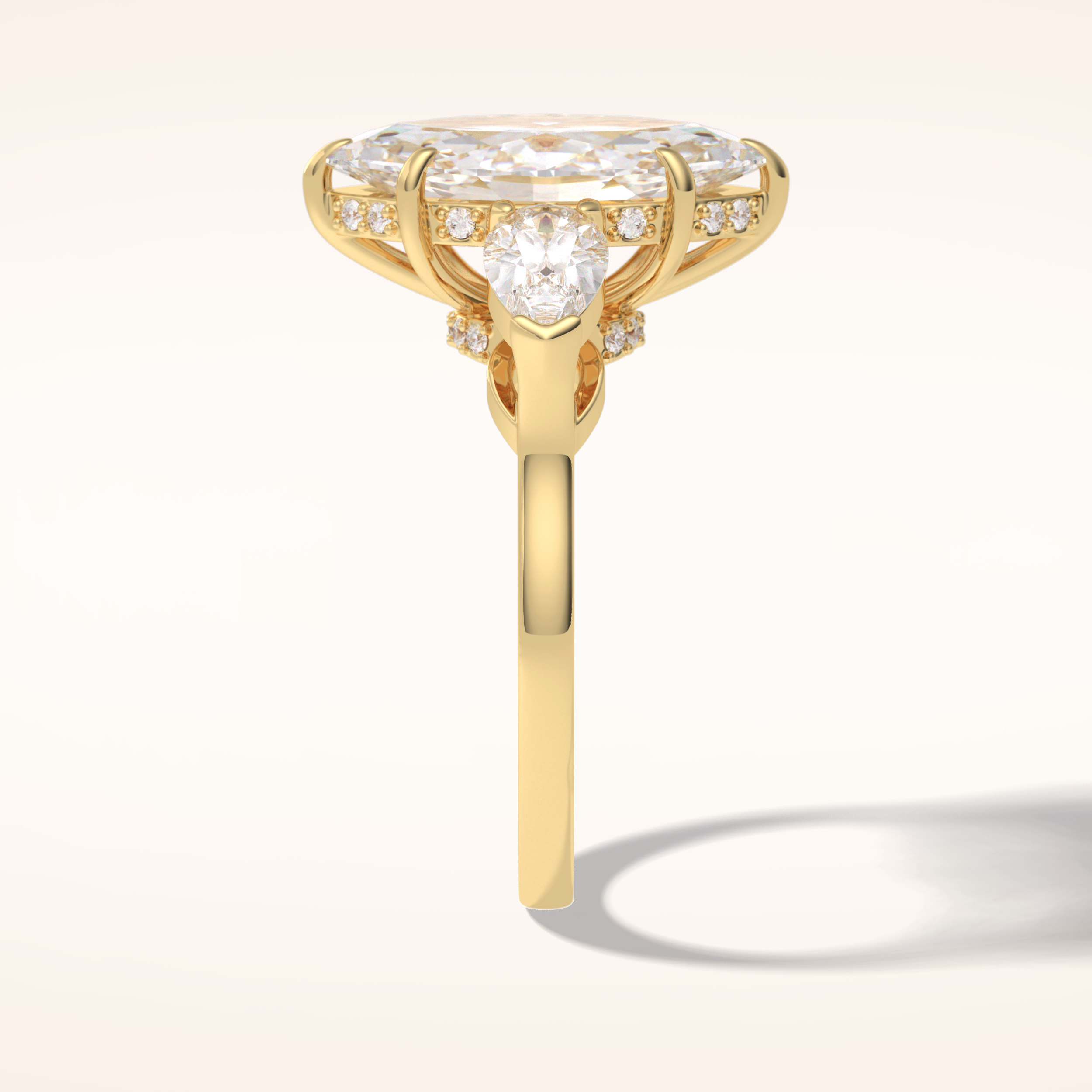 3 CT Marquise Shaped Three Stone Moissanite Engagement Ring