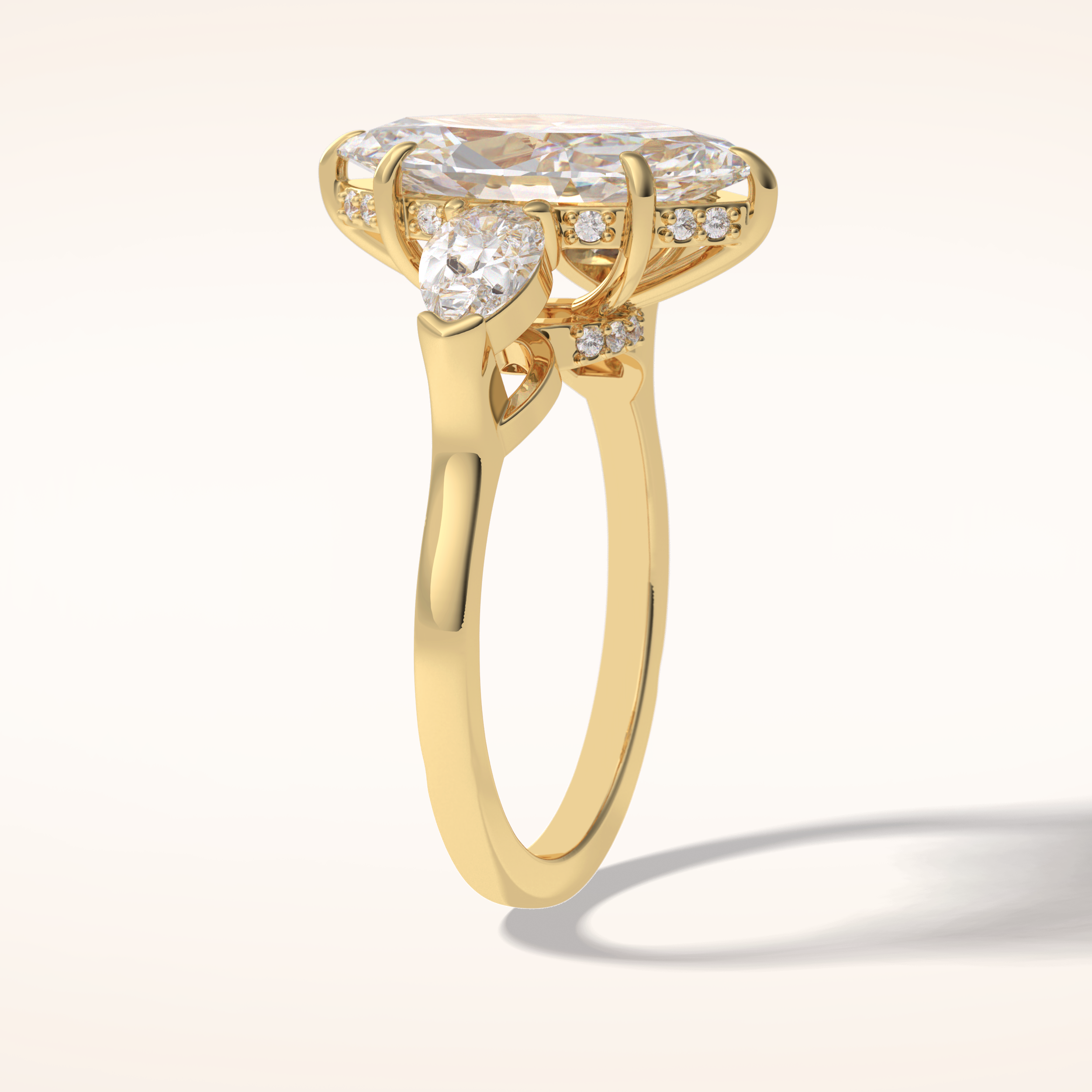 3 CT Marquise Shaped Three Stone Moissanite Engagement Ring