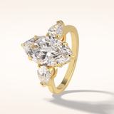 3 CT Marquise Shaped Three Stone Moissanite Engagement Ring